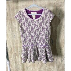 COPY - Matilda Jane Top Blouse Girls Size 10 Lace White Overlay Purple Lined Sh…